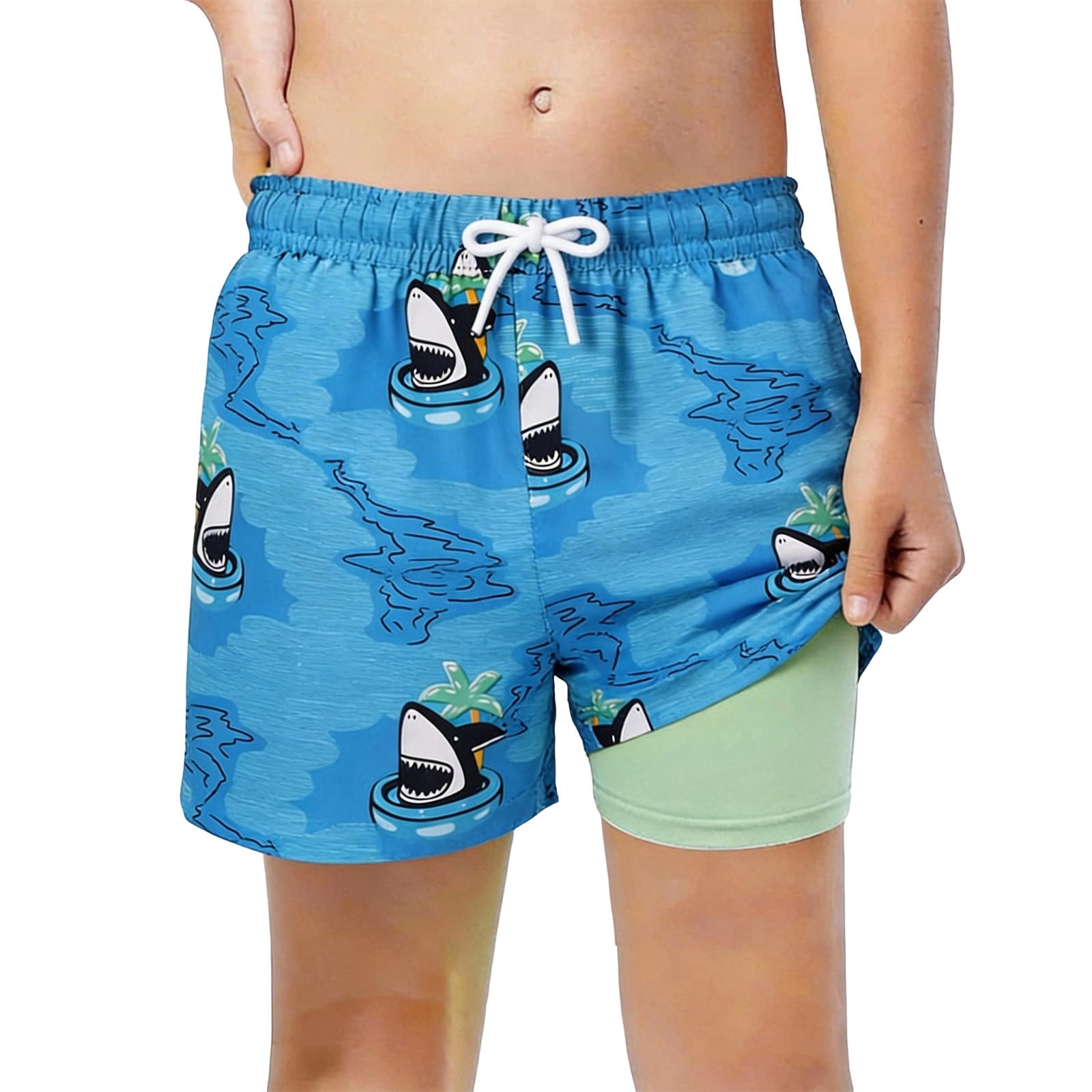 Proberos Swimming Shorts for Boys with Elastic Drawstring Waist and Cartoon Prints | Quick Dry Polyester for 4–5 Years Kids 100–110cm
