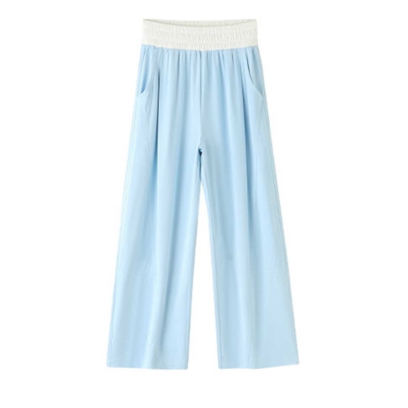 CONROSES Girl'S Baggy Pants Wide Leg Casual Pants for Girls Lightweight Solid Elastic Waist Drawstring Athletic Jogger Pants With Pockets