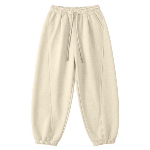CONROSES Girl'S Baggy Sweatpants Wide Leg Sweat Pants for Girls Trendy Solid Elastic Waist Drawstring Athletic Jogger Pants With Pockets