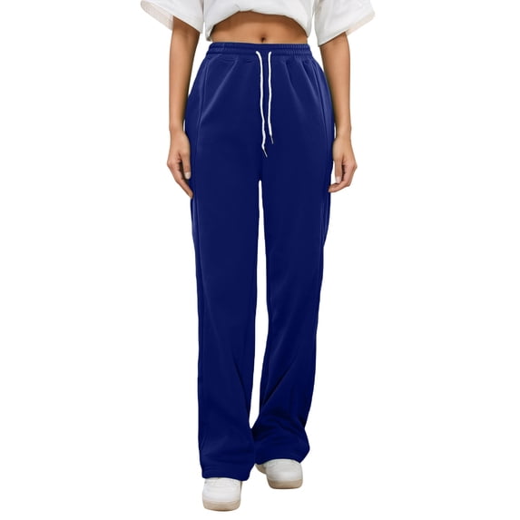 CONROSES Girl'S Baggy Sweatpants Wide Leg Sweat Pants for Girls Trendy Solid Elastic Waist Drawstring Athletic Jogger Pants With Pockets