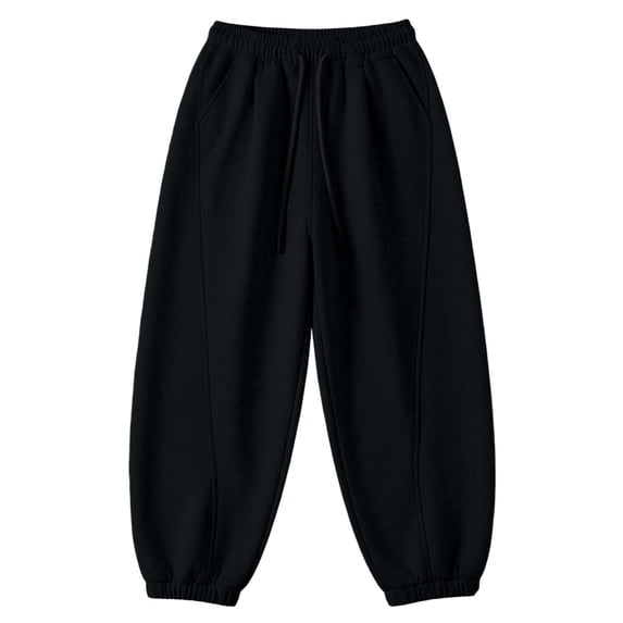 CONROSES Girl'S Baggy Sweatpants Wide Leg Sweat Pants for Girls Trendy Solid Elastic Waist Drawstring Athletic Jogger Pants With Pockets