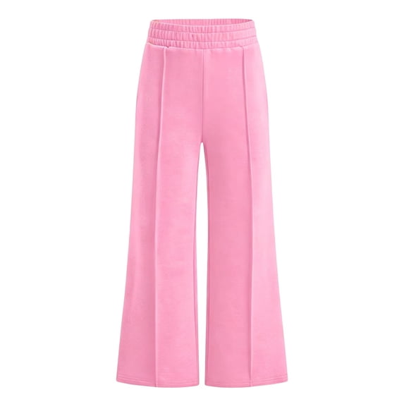 CONROSES Girl'S Baggy Sweatpants Wide Leg Sweat Pants for Girls Trendy Solid Elastic Waist Drawstring Athletic Jogger Pants With Pockets