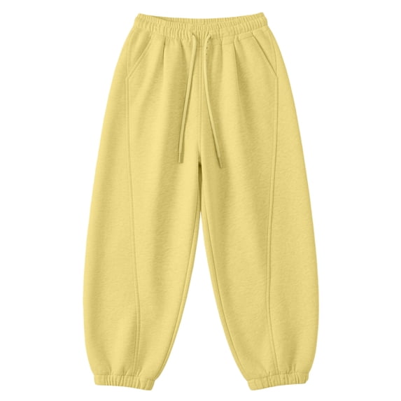 CONROSES Girl'S Baggy Sweatpants Wide Leg Sweat Pants for Girls Trendy Solid Elastic Waist Drawstring Athletic Jogger Pants With Pockets