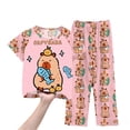 thumbnail image 1 of CONROSES Girls 2 Peice Pajamas Sets Cartoon Capybara Graphic Short Sleeve Pjs Tops Pants Loungewear Sets Cozy Nightwear Sleepwear, 1 of 2
