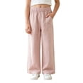 thumbnail image 1 of CONROSES Girls Baggy Pants Wide Leg Casual Pants for Girls Lightweight Solid Elastic Waist Drawstring Athletic Jogger Pants With Pockets, 1 of 4