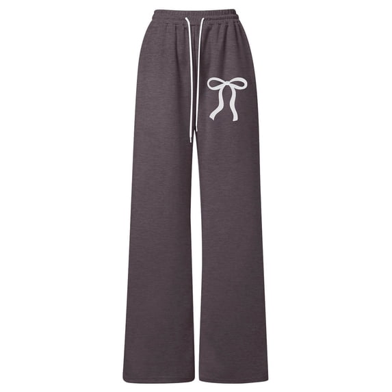 CONROSES Girls Baggy Sweatpants Wide Leg Sweat Pants for Girls Trendy Bowknot Graphic Y2K Elastic Waist Drawstring Athletic Jogger Pants With Pockets