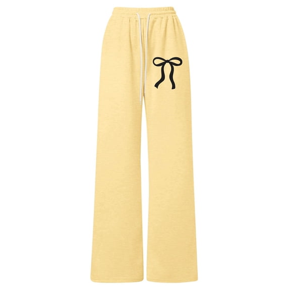 CONROSES Girls Baggy Sweatpants Wide Leg Sweat Pants for Girls Trendy Bowknot Graphic Y2K Elastic Waist Drawstring Athletic Jogger Pants With Pockets