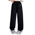 thumbnail image 1 of CONROSES Girls Baggy Sweatpants Wide Leg Sweat Pants for Girls Trendy Solid Elastic Waist Drawstring Athletic Jogger Pants With Pockets, 1 of 4