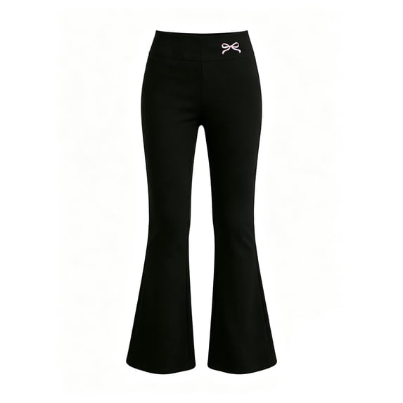 CONROSES Girls Flared Pants Slim Yoga Pants for Girls Trendy Solid High Waist Cozy Bell Bottoms