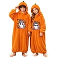 thumbnail image 1 of CONROSES Girls Halloween Onesie Pajamas Cute Ghost Graphic Plush Hooded Pjs Hallowmas Loungewear Sets Warm Fall Winter Nightwear Sleepwear, 1 of 6