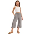 thumbnail image 1 of CONROSES Girls Linen Capri Pants Wide Leg Pants for Girls Trendy Solid Elastic Waist Summer Beach Jogger Pants With Pockets, 1 of 7
