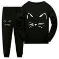 thumbnail image 1 of CONROSES Girls Pajama Set Cartoon Cat Graphic Long Sleeve Pjs Tops Pants Loungewear Sets Cozy Fall Winter Nightwear Sleepwear, 1 of 4