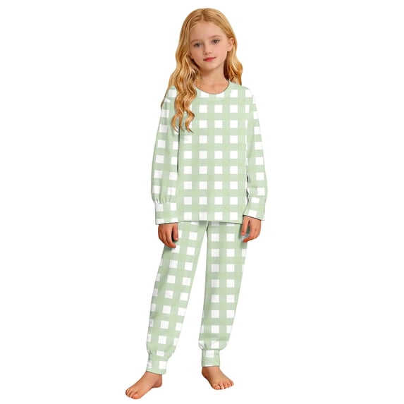 CONROSES Girls Pajamas Plaid Long Sleeve Pjs Tops Pants Loungewear Sets Cozy Fall Winter Nightwear Sleepwear