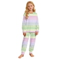 thumbnail image 1 of CONROSES Girls Pajamas Striped Long Sleeve Pjs Tops Pants Loungewear Sets Cozy Fall Winter Nightwear Sleepwear, 1 of 6