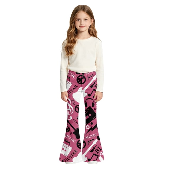 CONROSES Girls Pants Flread Leg Slim Pants for Girls Trendy Graphic High Waist Leisure Jogger Pants With Pockets