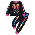 thumbnail image 1 of CONROSES Halloween Girls 2 Peice Pajamas Sets Hallowmas Skeleton Graphic Long Sleeve Pjs Tops Pants Loungewear Sets Cozy Nightwear Sleepwear, 1 of 9