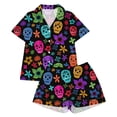 thumbnail image 1 of CONROSES Halloween Girls Pajama Set Hallowmas Skeleton Graphic Short Sleeve Pjs Tops Shorts Loungewear Sets Cozy Nightwear Sleepwear, 1 of 5