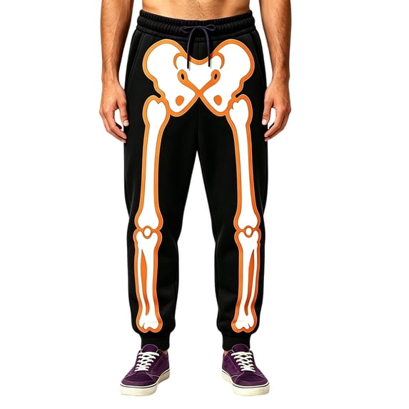 CONROSES Halloween Mens Baggy Sweatpants Straight Leg Sweat Pants for Men Hallowmas Skeleton Graphic Elastic Waist Drawstring Fall Winter Jogger Trousers with Pocket