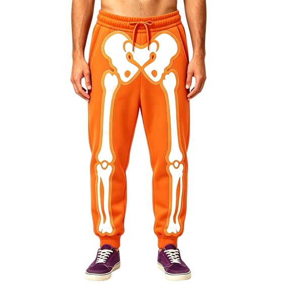 CONROSES Halloween Mens Baggy Sweatpants Straight Leg Sweat Pants for Men Hallowmas Skeleton Graphic Elastic Waist Drawstring Fall Winter Jogger Trousers with Pocket