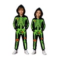thumbnail image 1 of CONROSES Halloween Unisex Boys Girls Hooded Jumpsuits Hallowmas Skeleton Graphic Onesies Long Sleeve Zipper Warm Winter One Piece Footless Romper, Size 9-10 Years, 1 of 6