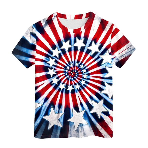 CONROSES Independence Day Boys Short Sleeve Tshirts Tie Dye July 4Th T-Shirts Tee Tops, Sizes 3-4 Years
