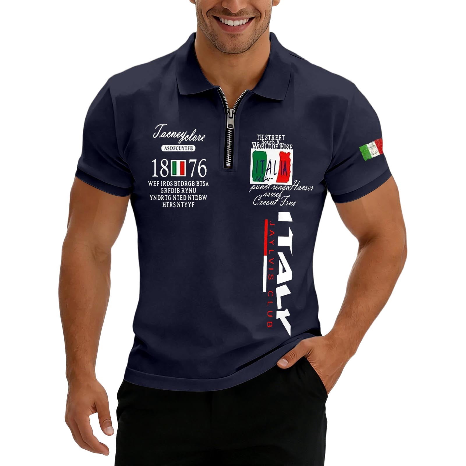 CONROSES Italian Day Mens Short Sleeve Polo Shirts Graphic Collared ...