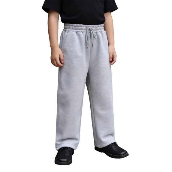 CONROSES Kids Boys Baggy Sweatpants Wide Leg Sweat Pant for Child Solid Elastic Waist Drawstring Cozy Jogger Trousers with Pockets