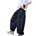 thumbnail image 1 of CONROSES Kids Boys Casual Pants Wide Leg Baggy Pant for Child Graphic Elastic Waist Cozy Jogger Trousers with Pockets, 1 of 6
