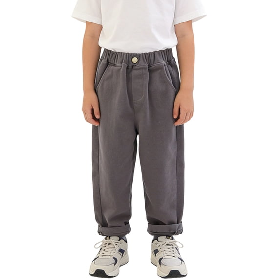 CONROSES Kids Boys Casual Pants Wide Leg Baggy Pant for Child Solid Elastic Waist Cozy Jogger Trousers with Pockets