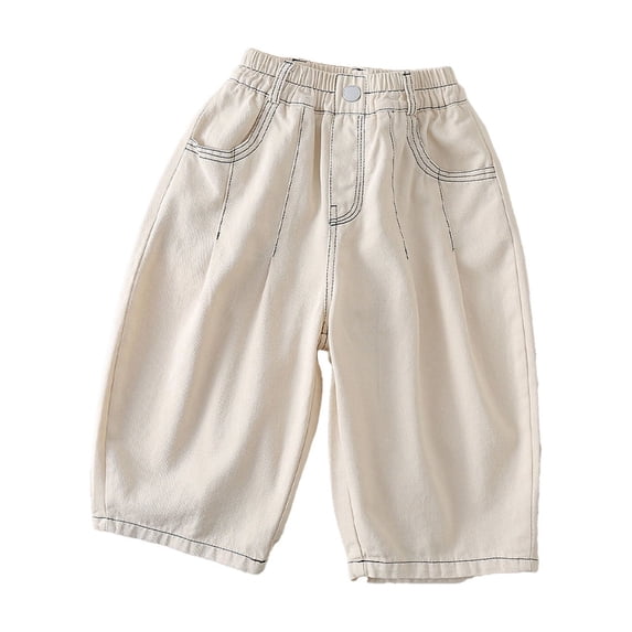 CONROSES Kids Boys Casual Pants Wide Leg Baggy Pant for Child Solid Elastic Waist Cozy Jogger Trousers with Pockets