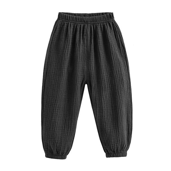 CONROSES Kids Boys Casual Pants Wide Leg Baggy Pant for Child Solid Elastic Waist Drawstring Cozy Lightweight Summer Jogger Pants