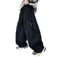 thumbnail image 1 of CONROSES Kids Boys Casual Pants Wide Leg Baggy Pant for Child Solid Y2K Elastic Waist Drawstring Cozy Streetwear Jogger Trousers with Pockets, 1 of 5
