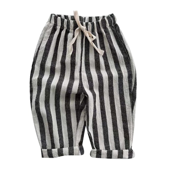 CONROSES Kids Boys Casual Pants Wide Leg Pant for Child Minimalist Striped Elastic Waist Cozy Jogger Trousers with Pockets