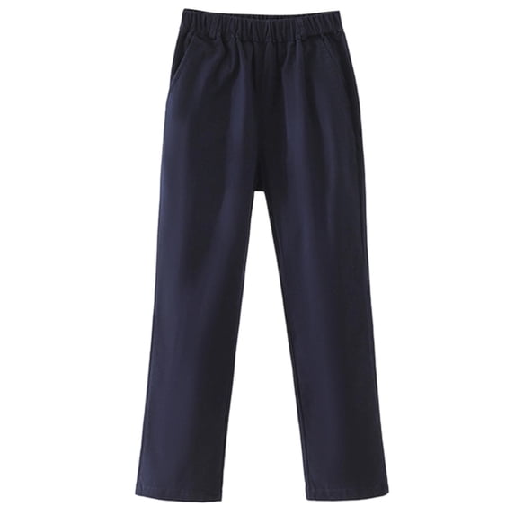 CONROSES Kids Boys School Uniform Pants Straight Leg Suit Pant for Child Solid Elastic Waist Cozy Formal Wedding Trousers with Pockets