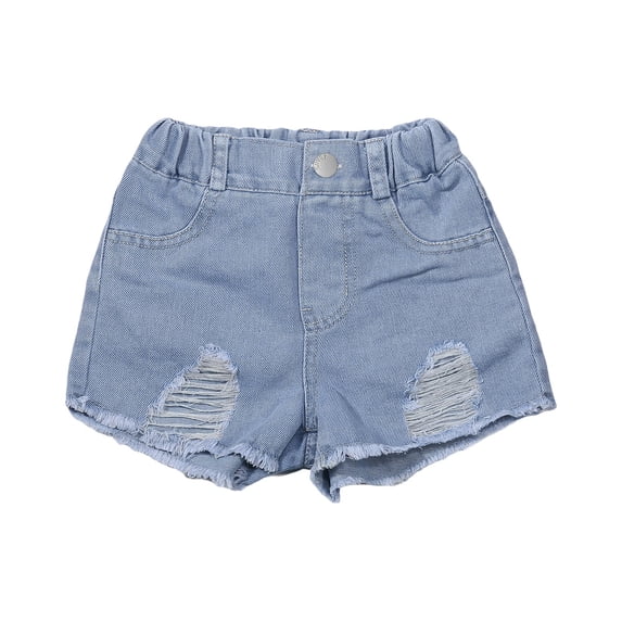 CONROSES Little Girls Denim Shorts Solid Color Baggy Short Jeans for Girls Trendy Elastic Waist Soft Dailywear, Sizes 3-4 Years