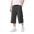 thumbnail image 1 of CONROSES Men's Capri Sweatpants Baggy Wide Leg Sweat Pants for Men Solid Elastic Waist Drawstring Fall Athletic Jogger Trousers with Pocket, 1 of 6