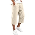 thumbnail image 1 of CONROSES Men's Capri Sweatpants Baggy Wide Leg Sweat Pants for Men Solid Elastic Waist Drawstring Fall Athletic Jogger Trousers with Pocket, 1 of 6