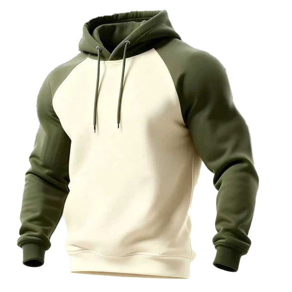 CONROSES Men's Fleece Hoodies Patchwork Color Hoodie for Men Long Sleeve Thick Pullover Hooded Sweatshirt Soft Fall Winter Sweatshirts With Pocket