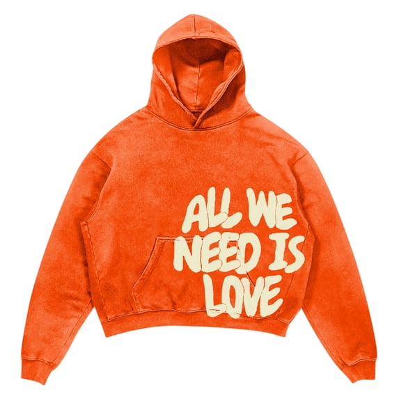 CONROSES Men's Hoodies Letter Graphic Y2K Long Sleeve Pullover Hoodie for Men Fall Streetwear Hooded Sweatshirts with Pocket