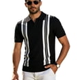 CONROSES Men's Short Sleeve Ribbed Polo Shirts Striped Collared Polo ...
