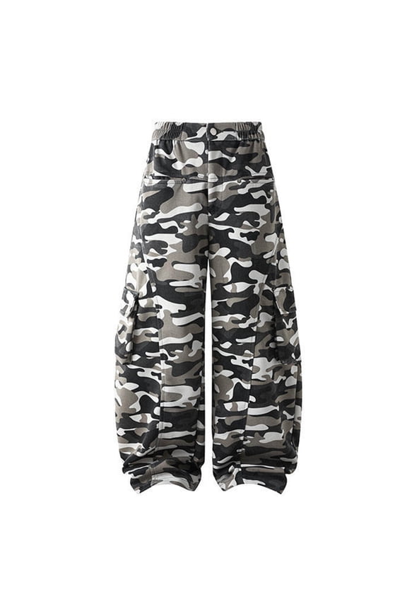 Mens Baggy Cargo Pants Camouflage Pants for Men Casual Wide Leg Elastic Waist Drawstring Streetwear Sports Joggers With Pockets