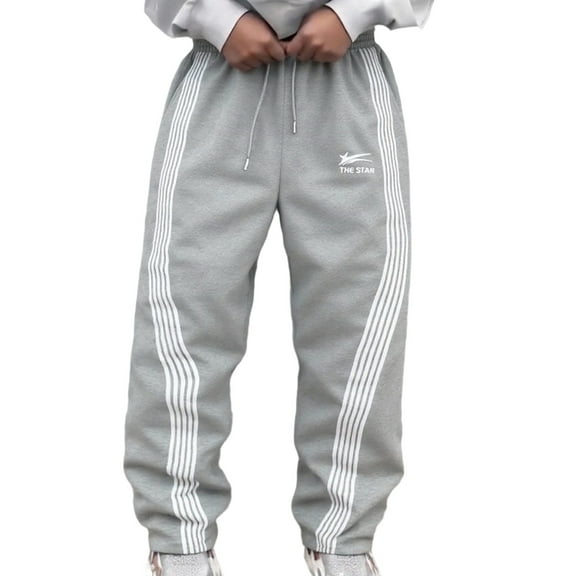 CONROSES Mens Baggy Sweatpants Graphic Print Pants for Men Casual Wide Leg Elastic Waist Drawstring Soft Loose Sports Joggers With Pockets