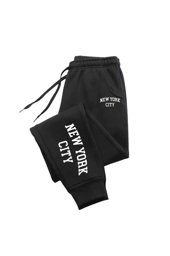 Mens Baggy Sweatpants Letter Graphic Y2K Pants for Men Casual Wide Leg Elastic Waist Drawstring Soft Loose Sports Joggers With Pockets