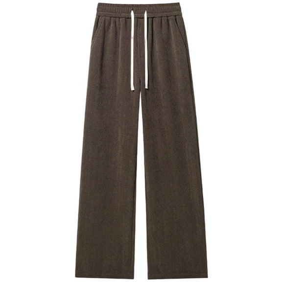 CONROSES Mens Baggy Sweatpants Solid Color Jacquard Pants for Men Casual Wide Leg Elastic Waist Drawstring Soft Loose Sports Joggers With Pockets