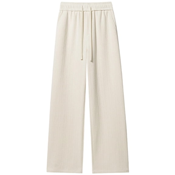 CONROSES Mens Baggy Sweatpants Solid Color Jacquard Pants for Men Casual Wide Leg Elastic Waist Drawstring Soft Loose Sports Joggers With Pockets