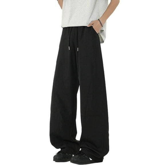 CONROSES Mens Baggy Sweatpants Solid Color Y2K Pants for Men Casual Wide Leg Elastic Waist Drawstring Streetwear Sports Joggers With Pockets