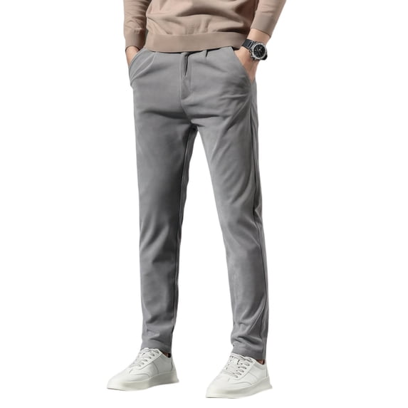 CONROSES Mens Corduroy Pants Solid Color Pants for Men Casual Straight Leg Elastic Waist Drawstring Soft Loose Sports Joggers With Pockets