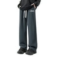 thumbnail image 1 of CONROSES Mens Fleece Baggy Sweatpants Letter Graphic Y2K Pants for Men Casual Wide Leg Elastic Waist Drawstring Soft Loose Sports Joggers With Pockets, 1 of 8