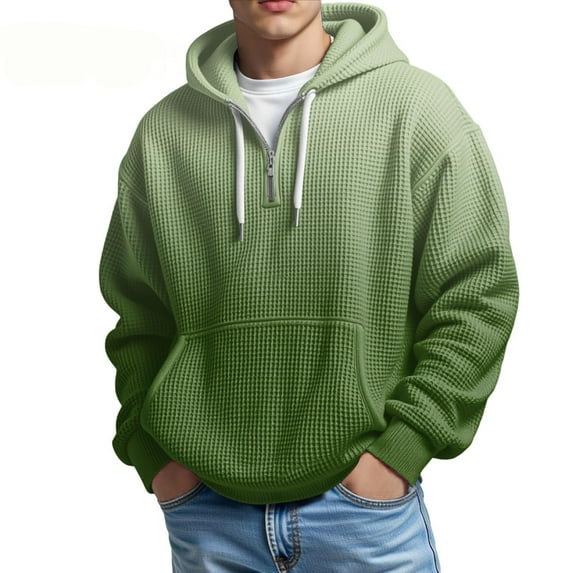 CONROSES Mens Hoodies Gradient Color Hoodie for Men Long Sleeve Half Zip Pullover Hooded Sweatshirt Soft Fall Winter Sweatshirts With Pocket