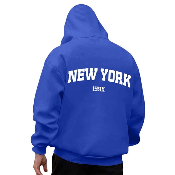 CONROSES Mens Hoodies Letter Graphic Y2K Hoodie for Men Long Sleeve Warm Pullover Hooded Sweatshirt Soft Fall Winter Sweatshirts With Pocket